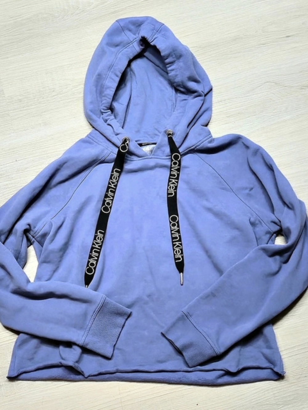 Calvin Klein Logo Tape Fleece Hoodie in Purple, Medium